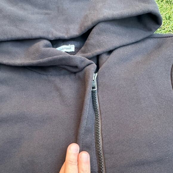 Standard James Perse Estilo Moto Zip Oversized Hood Sweatshirt Jacket blk Size 2 - Picture 7 of 12